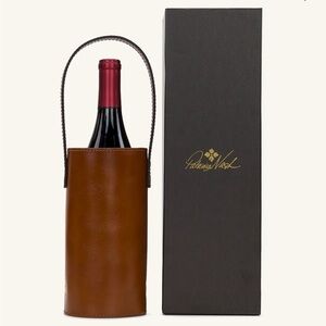 Patricia Nash, leather wine bottle carrier in gift box, new